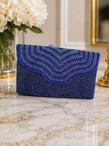 Handmade <b>Blue</b> Floral Beaded Crossbody <b>Bag</b> Square Embroidery <b>Clutch</b> Purse - Product Image 6