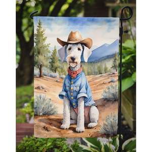 Drapeau de jardin de bienvenue multicolore Bedlington Terrier Cowboy Boîte aux lettres Drapeau de cour décoratif Bannière pour patio Oeuvre d'art pour parterres de fleurs - Product Image 3