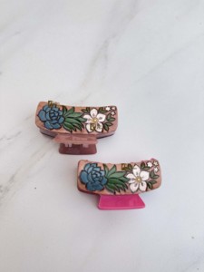 Pinzas para el Cabello de Cuero con Diseño Floral, Hechas a Mano, Estilo Vintage, Elegantes, de Cuero Genuino, para Uso Diario, Accesorios para el Cabello de Mujer - Product Image 3