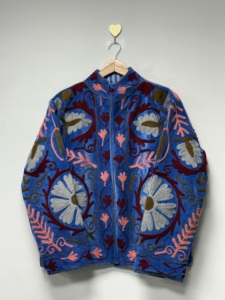 High Quality Velvet Knitted Bomber <b>Jacket</b> Floral Pattern Boho Style Autumn <b>Short</b> Coat Full <b>Sleeve</b> Winter Wear Women's Embroidery - Product Image 5