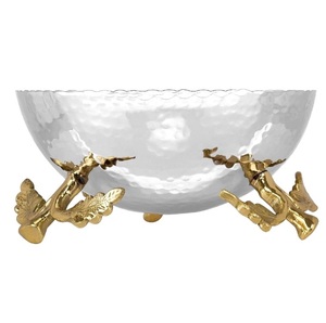 Leaf Design Metal Table Top Decorative <b>Chocolate</b> Bowl Silver Plated Finishing Stand Aluminium Fruit Serving Bowl - Product Image 6