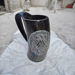 Natural Ox Horn Mug Viking Drinking Horn Polished <b>Beer</b> Tankard Mug Pub Barware Wholesale Hand Carved Viking Style Drinking MUG - Product Image 6