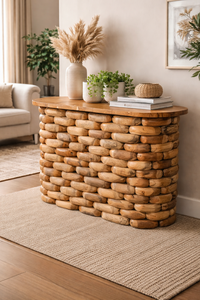 Mesa de Centro ARTERRA Única con Diseño de Guijarros de Teca - Muebles de Sala de Estar de Diseño Rústico Moderno - Product Image 3