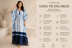 Women Blue Tie Dye Cotton <b>Kaftan</b> Maxi Dress Natural Waist <b>Beach</b> Cover Button Front Party Wear Eco-Friendly Bohemian Robe - Product Image 3