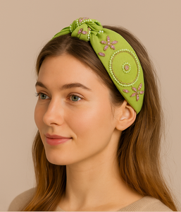Accesorio para el Cabello de Lujo, Diseño de Diseñador, Cómodo, Suave, Hecho a Mano, Verde, Bordado con Cuentas, para Mujeres y Niñas, para Fiestas 2026 - Product Image 3