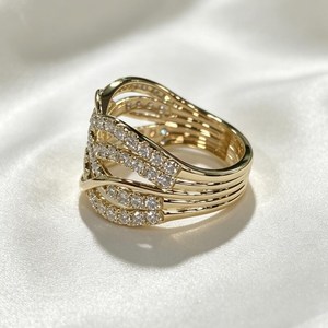 แหวนเพชรทรงกลมแบบ Infinity Weave หลายวงซ้อนกัน ผลิตในห้องปฏิบัติการ ทองคำแท้ 14K ของขวัญสุดหรูสำหรับงานแต่งงาน - Product Image 3