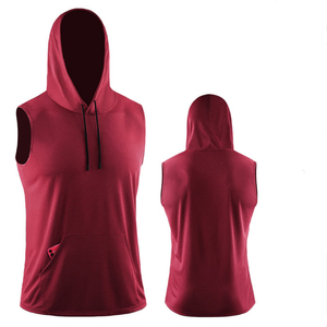 <b>Men</b> <b>Sleeveless</b> <b>Hoodies</b> Cotton Polyester Solid Sports Vest Breathable Fashionable Hooded Tank Tops Gym Active Hooded Tank Top - Product Image 5