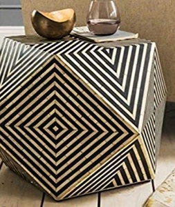 Bone Inlay Handmade Eco-Friendly Modern Extendable <b>Bedside</b> <b>Stool</b> or <b>Table</b> with Natural Shape for Living Room Kitchen Furniture - Product Image 4