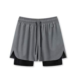 Pantalones Cortos Blancos de Lona Ecológica para Hombre, Tallas Grandes, con Cordón Ajustable, Capa Interior de Malla de Spandex/Poliéster, Diseño Perforado, Cintura Media - Product Image 2