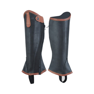 OEM Custom Leather <b>Half</b> <b>Chaps</b> Top Grain Cowhide Equestrian Riding Gaiters Soft Horse Riding Equipment LHC-0035 - Product Image 2