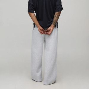 Pantalones Deportivos Rectos de Algodón/Felpa con Estampado 3D en Color Gris Jaspeado, Cintura con Cordón, Tela Ecológica, Estilo Urbano para Hombre - Product Image 2