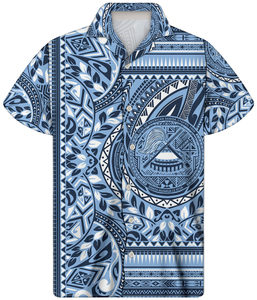 <b>Men's</b> Short Sleeve <b>Hawaiian</b> <b>Shirt</b> Blue Tropical Floral Print Turn-Down Collar Button Up Summer Vacation Top - Product Image 4