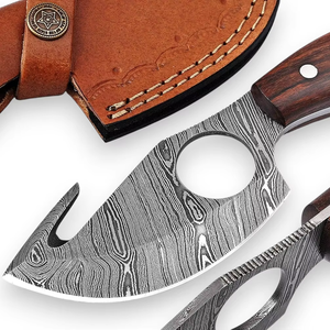 Couteau à lame fixe en acier Damas, couteau à désosser, couteau de chasse à lame pleine, couteau industriel OEM pour le camping et les activités de plein air avec étui - Product Image 1