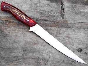 Cuchillo de Filetear Personalizado de Timber Steel Enterprises, Hoja de Acero Inoxidable, Borde Recto, Mango Rojo, Punta de Lanza, para Pesca y Caza, Garantía de 3 Años - Product Image 4