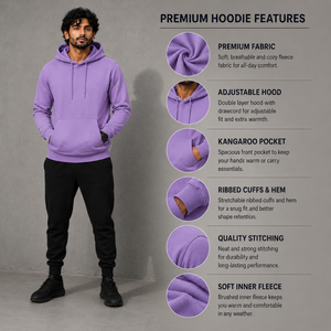 Sudadera con capucha personalizada de algodón morado para hombre, suave, de forro polar, con gráfico personalizado, ropa de marca privada, venta al por mayor, impresa. - Product Image 4
