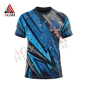 Men's Short Sleeve Sublimation Printed T-<b>Shirt</b> Blue <b>Geometric</b> Pattern Quick Dry Slim Fit Sporty O-Neck Polyester - Product Image 6
