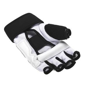 Wholesale White <b>Black</b> MMA Sparring PU Leather Boxing <b>Gloves</b> Custom Logo Martial Arts Training <b>Gloves</b> Adjustable Wrist Strap Pair - Product Image 4