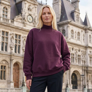 Sudadera de cuello alto para mujer al por mayor con silueta oversize para marcas de ropa urbana independientes con MOQ bajo - Product Image 3