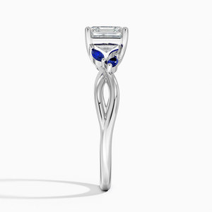 Bague BOJ 057 en argent 925 avec coupe Asscher, accents de saphir, bague en moissanite certifiée GRA 2ct D, pour mariage ou anniversaire - Product Image 3