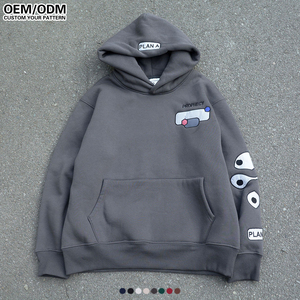 Sudadera con Capucha Plan A para Hombre, Oversize, de Algodón French Terry, Estilo Urbano, con Apliques Geométricos y Bolsillos, para Otoño - Product Image 1