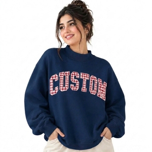 Proveedor OEM ODM de Sudaderas Oversize de Cuello Alto para Mujer, de Algodón y Felpa, con Hombros Caídos y Dobladillo Acanalado, Manga Larga - Product Image 1