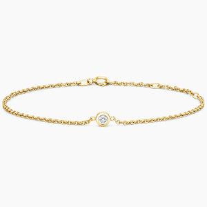 Pulsera de cadena con diamante solitario engastado en bisel - Product Image 2