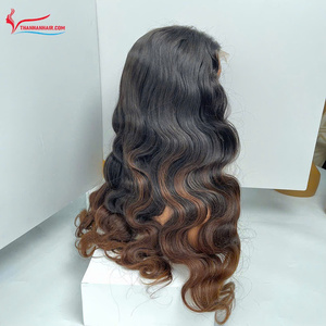 Vietnamese wigs hair extension <b>body</b> <b>wave</b> Ombre colors Customize size and length closure wig 6x6 HD lace middle part - Product Image 6