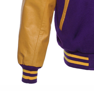 Veste de baseball vintage pour homme en laine chenille brodée avec logo personnalisé, manches en cuir vierges, style universitaire Letterman - Product Image 3
