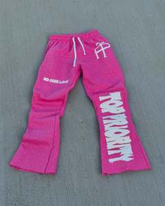 Pantalones de hombre de moda: Pantalones de chándal anchos de algodón grueso, estilo acampanado, personalizados, con efecto deslavado y holgados. - Product Image 3