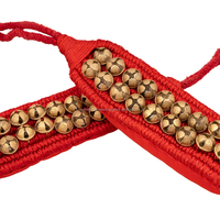 Handmade Plated Brass Metal Netted Nautical Ghungroo Ankle Bells Pair Digital Custom Color/Logo Folk Art Traditional Classical
