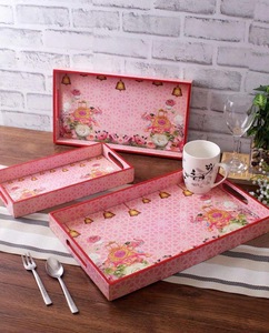 Plateau de service gravé en MDF laqué ILAHI - Plateau à un seul niveau, style américain, biodégradable, qualité alimentaire, compatible lave-vaisselle, utilisation sur le bureau ou pour les boissons - Product Image 4