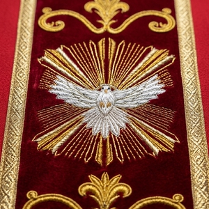 Chasuble de prêtre brodée rouge, robe médiévale, cape catholique en polyester, costume de cérémonie religieuse, costume d'Halloween - Product Image 6
