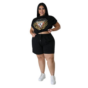 Ensemble court personnalisé, nouveaux vêtements d'été, ensembles 2 pièces pour femmes, pantalon court et haut court en coton, ensemble twin pour femmes - Product Image 1