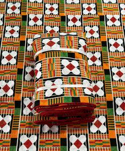 African Woven Kente Pattern Polyester Cotton <b>Fabric</b> <b>Medium</b> Weight Breathable Textile for Wedding Apparel Activewear - Product Image 1