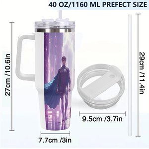 Stainless Steel Tumbler 40oz With Handle For <b>Coffee</b> And Tea Travel Use - Product Image 4