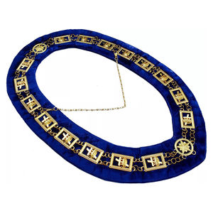 Collar de Cadena Dorada de Metal para Caballeros Templarios, Regalia Masónica, con Forro de Terciopelo Azul, Tela de Alta Calidad, con Cadena Personalizada - Product Image 3