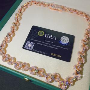 Collier chaîne cubaine de luxe en moissanite bleue et blanche, style hip-hop glacé, pièce maîtresse - Product Image 2