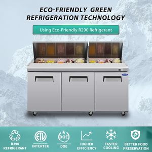 Orikool 72 Attrezzatura di Refrigerazione Commerciale per Cucina, Tavolo Preparazione Sandwich e Insalate, Banco da Macellaio con Coperchio Protettivo, Refrigerato - Product Image 5