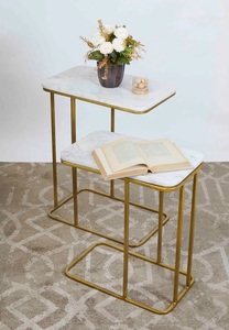 Contemporary Cast Aluminum Bar <b>Table</b> Set Sleek Dual Tier Design Marble Top Look <b>Space</b> <b>Saving</b> Frame Durable Luxury Living Accent - Product Image 4