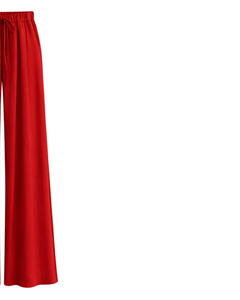 Pantalon large rouge personnalisé pour femme, taille haute, avec cordon de serrage, coupe décontractée, droit, doux et confortable, idéal pour la détente et la mode. - Product Image 2