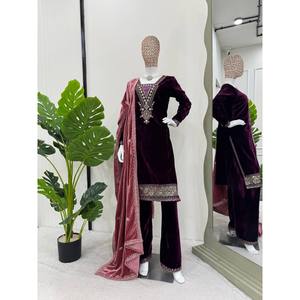 Party Wear Ensemble de costume XL avec fil et travail de séquence - Product Image 4