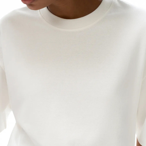 Casual Short Sleeve Loose Oversized <b>Blank</b> T-Shirt Women with Front Logo Position 100% Organic Canvas Fabric <b>Weight</b> 260g - Product Image 4