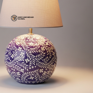 Wholesale Custom Bone Inlay Lighting Traditional Floral Inlay <b>Table</b> <b>Lantern</b> Base Bespoke Home Decor <b>Lamps</b> with Private Labelling - Product Image 4