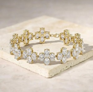 Oval Cut Moissanite Stone <b>Charm</b> Bracelet in 925 Sterling <b>Silver</b> Gold Plated Luxury Handmade Fine Jewelry Gift for Women - Product Image 2