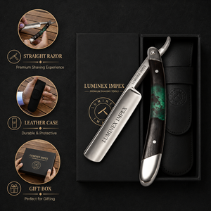 Navaja de Afeitar Recta Vintage Luminex Impex con Mango de Concha de Abulón y Acero al Carbono, Lista para Usar en Barberías y Salones - Product Image 4