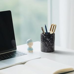 Pen Holder Stand Italy Natural Premium True Marble Makeup Brush Holders, Tableware Organizer Desk Pencil Cup for Home Office - Product Image 4