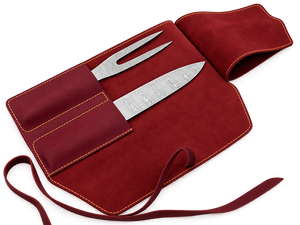 Juego de cuchillos de cocina de acero de Damasco con mango de madera, cuchillo recto de 2 piezas y tenedor para cocinar - Product Image 2