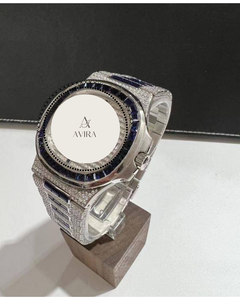 Montre mécanique automatique unisexe de luxe à cadran carré, sertie de moissanite VVS, en acier inoxydable glacé avec sertissage baguette en canal - Product Image 6