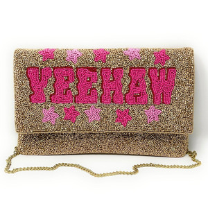 Yeehaw Handmade Beaded Clutch <b>Bag</b> for Star Cowgirl Purse Durable Foldable Western Casual Handbag Party Rodeo <b>Gift</b> Portable - Product Image 1