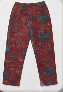 Pantalon de survêtement rouge à motif outils pour homme, taille élastique, décontracté, imprimé, en polyester, pour l'automne - Product Image 3